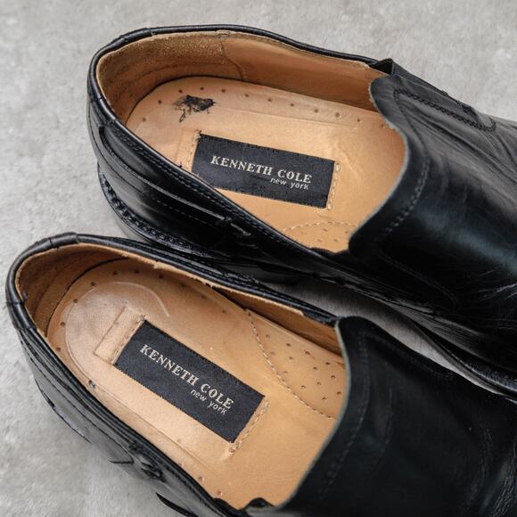 Kenneth Cole New York Black Leather Slip On Square Toe Loafers Mens Size 10 - Picture 12 of 15